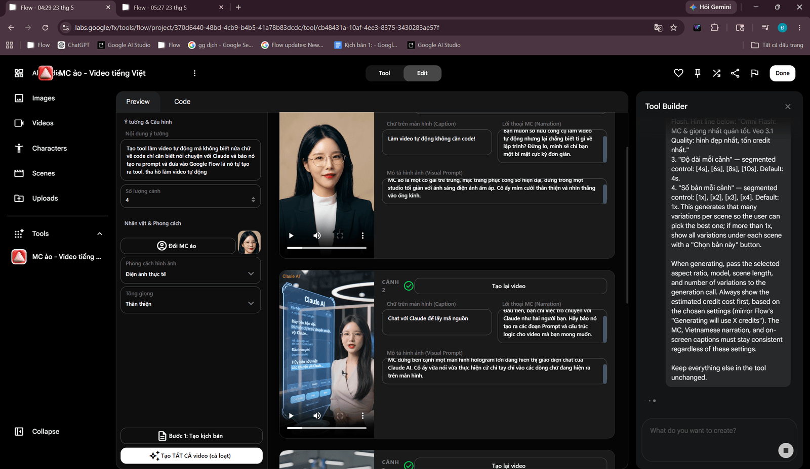 Google Flow Tool Builder — Tạo tool MC ảo tự động